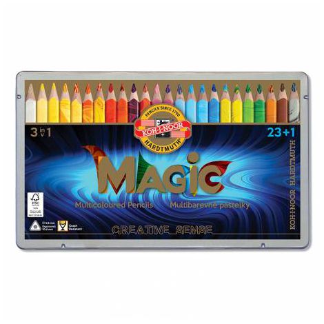 Kredki Jumbo Koh-i-Noor Magic 3in1, 24 kolory